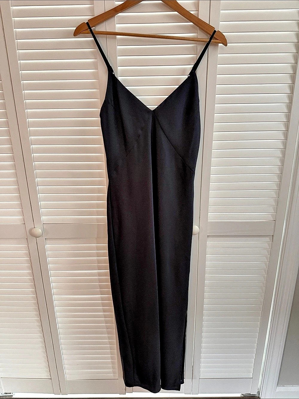 A New Day V-Neck Satin Slip Dress Black Maxi